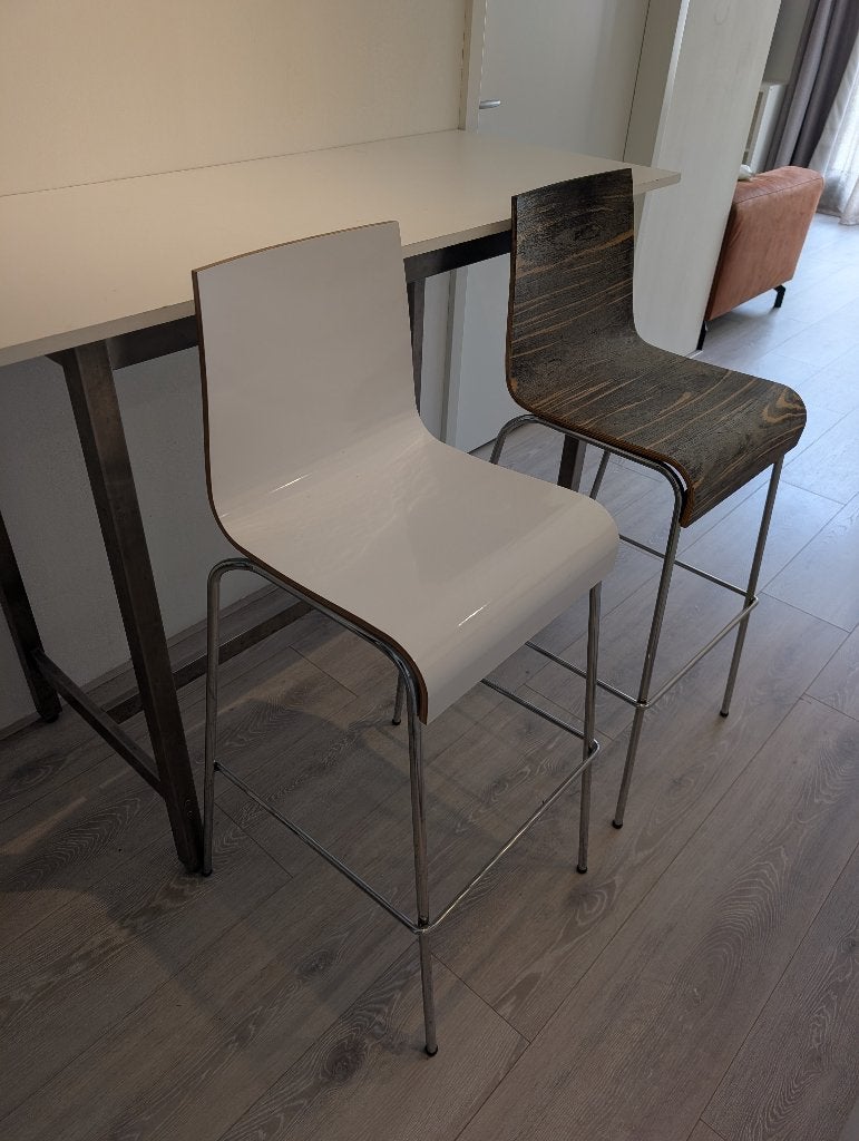 Bartafel incl. 2 stoelen van Loods 5, Ophalen, Gebruikt, Met voetsteun, 60 tot 90 cm