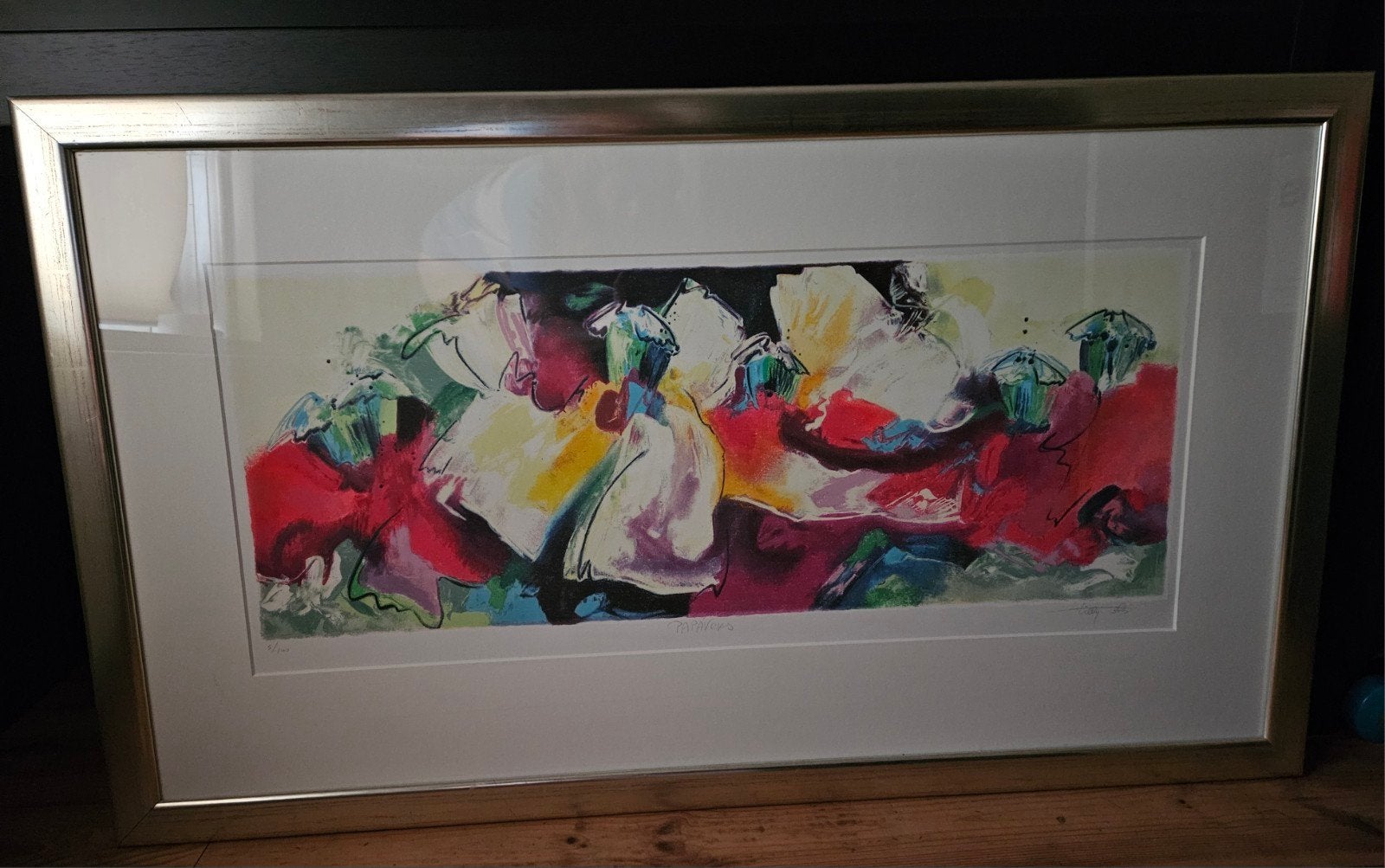 Kleurrijk kunstwerk zeefdruk Papavers door Tilly Wills, Ophalen