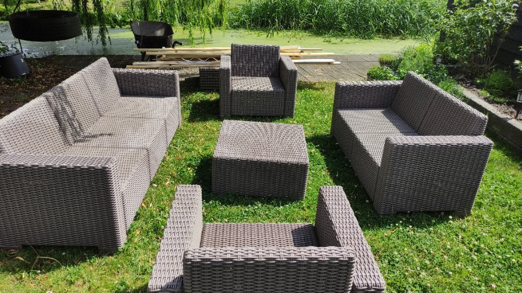7 persoons tuinset zonder kussens, Tuin en Terras, Ophalen, Gebruikt, Kunststof