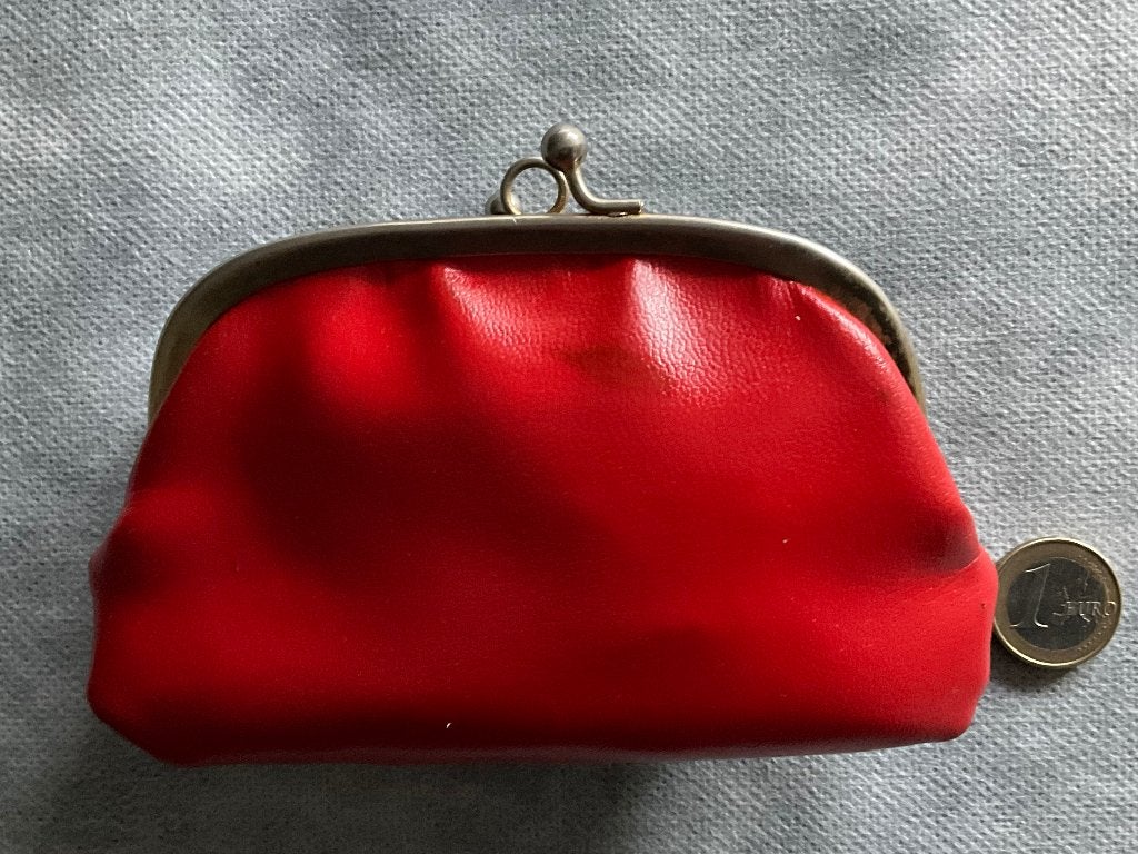Vintage Rode Lederen Portemonnee, Ophalen, Gebruikt, Rood, Overige merken