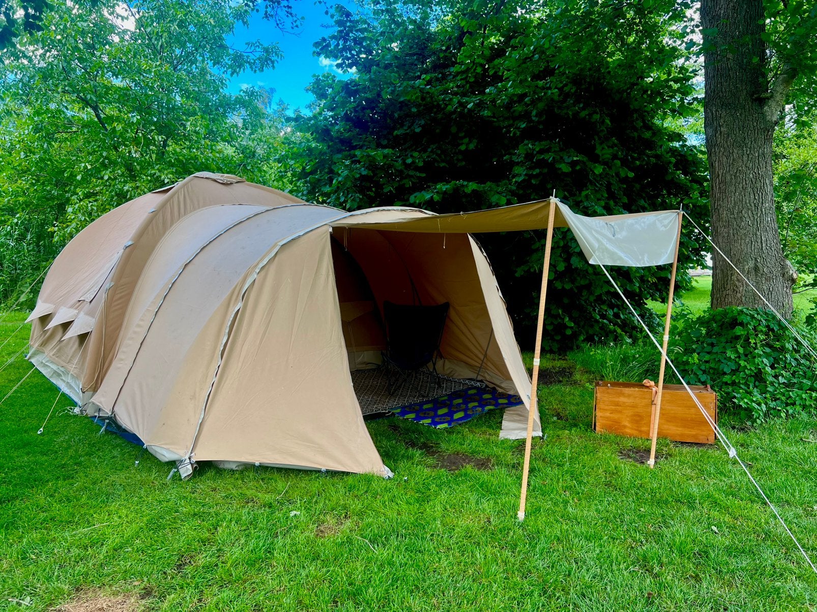 Karsten 380x380 Oppompbare basistent + Luifels (3), Caravans en Kamperen, Ophalen, Gebruikt, Tot en met 6