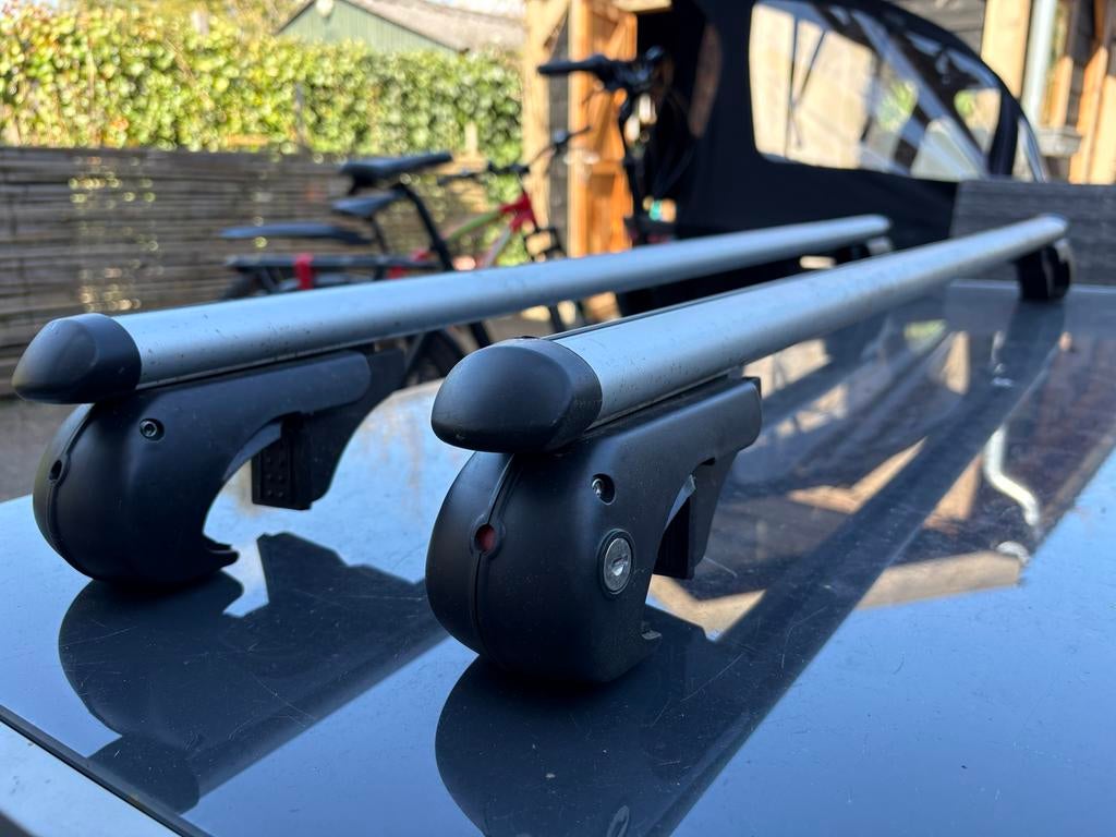 Dakdragers voor open dakrailing Menabo brio 120cm, Ophalen, Zo goed als nieuw