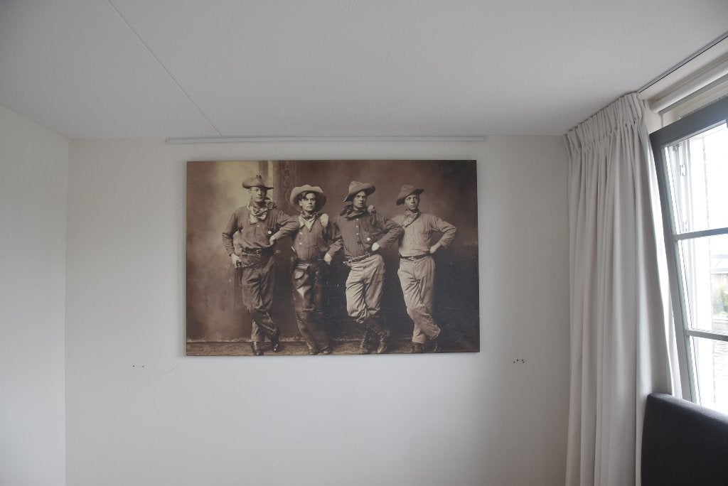 Canvas doek 180 x 120 Cowboys, Ophalen, 125 cm of meer, Zo goed als nieuw, Schilderij