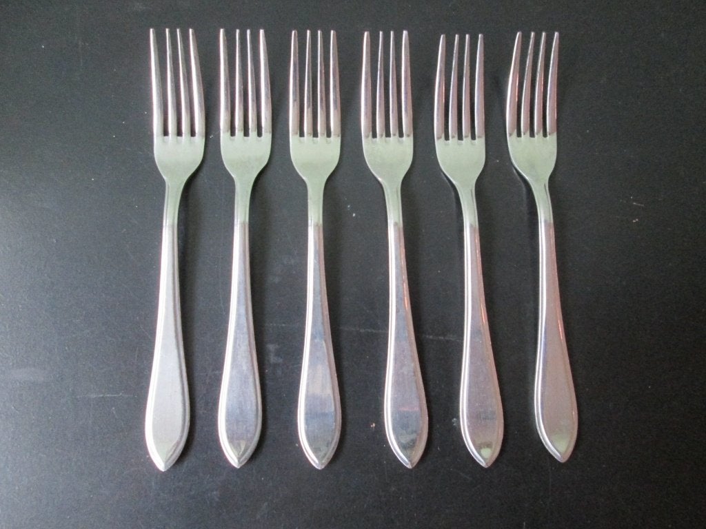 6 Dessert Vorkjes Puntfilet INOXA Vlekvrij 14,5 cm, Ophalen, Zo goed als nieuw, Rvs of Chroom