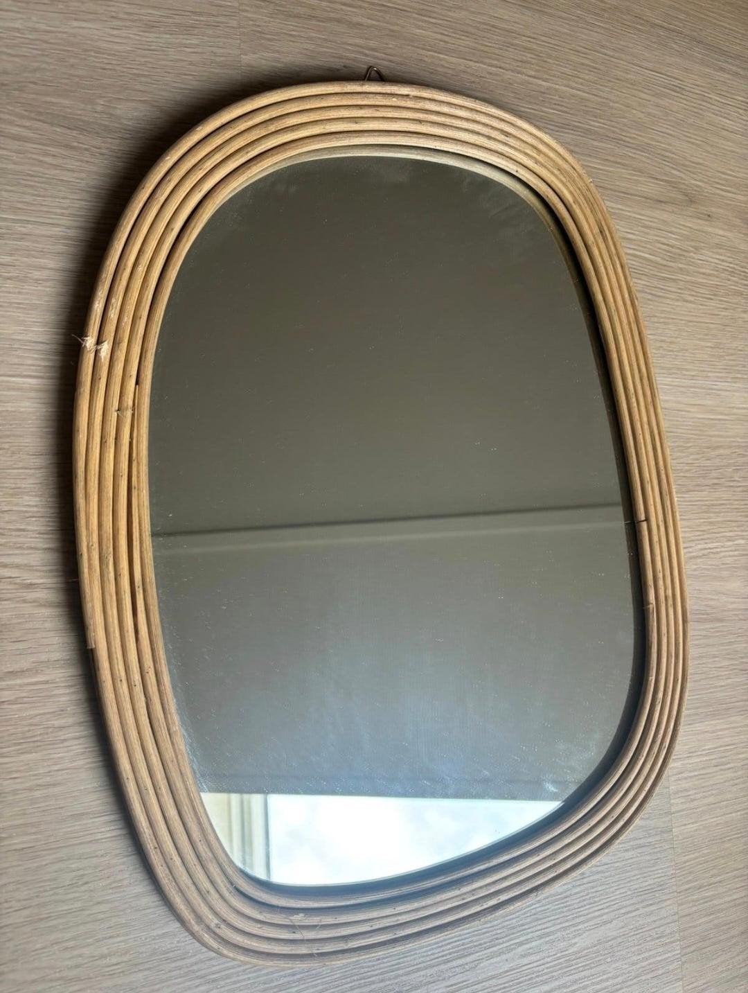 Spiegel hout 46 x 36 cm, Huis en Inrichting, Woonaccessoires | Spiegels, Ophalen, Rechthoekig, Minder dan 50 cm, Minder dan 100 cm