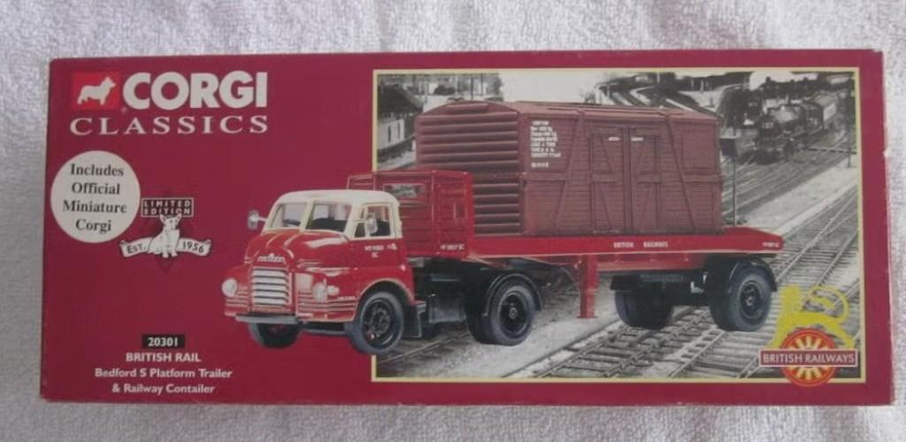 Corgi Classics truck Bedford S Platform Trailer + container., Hobby en Vrije tijd, Modelauto's | 1:50, Ophalen of Verzenden, Zo goed als nieuw