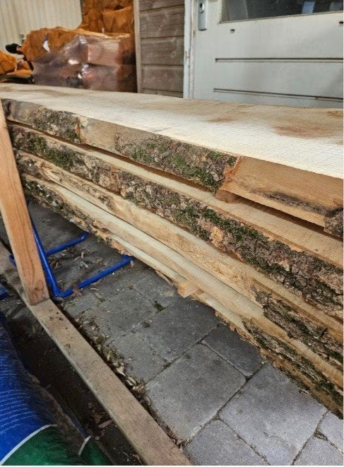 Boomstamplank - dikke plank - schaaldeel 5cm dik Essen, Doe-het-zelf en Verbouw, Hout en Planken, Ophalen, Minder dan 25 mm, Eiken