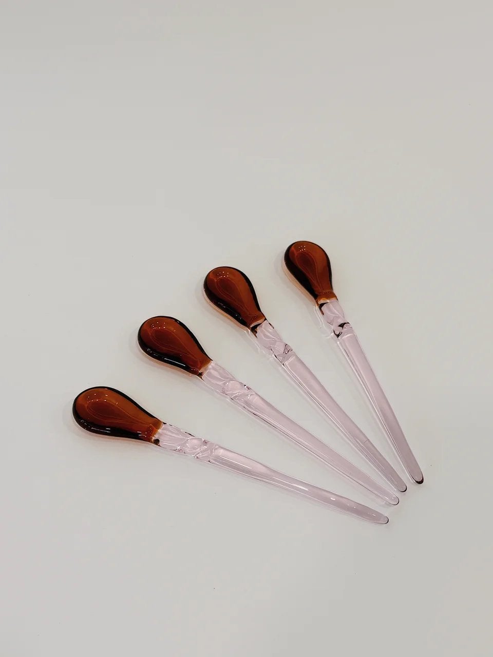 4 GLAZEN LEPELTJES - BRUIN/ROZE | BROSTE COPENHAGEN (NIEUW), Huis en Inrichting, Glas of Glazen, -, -, Nieuw