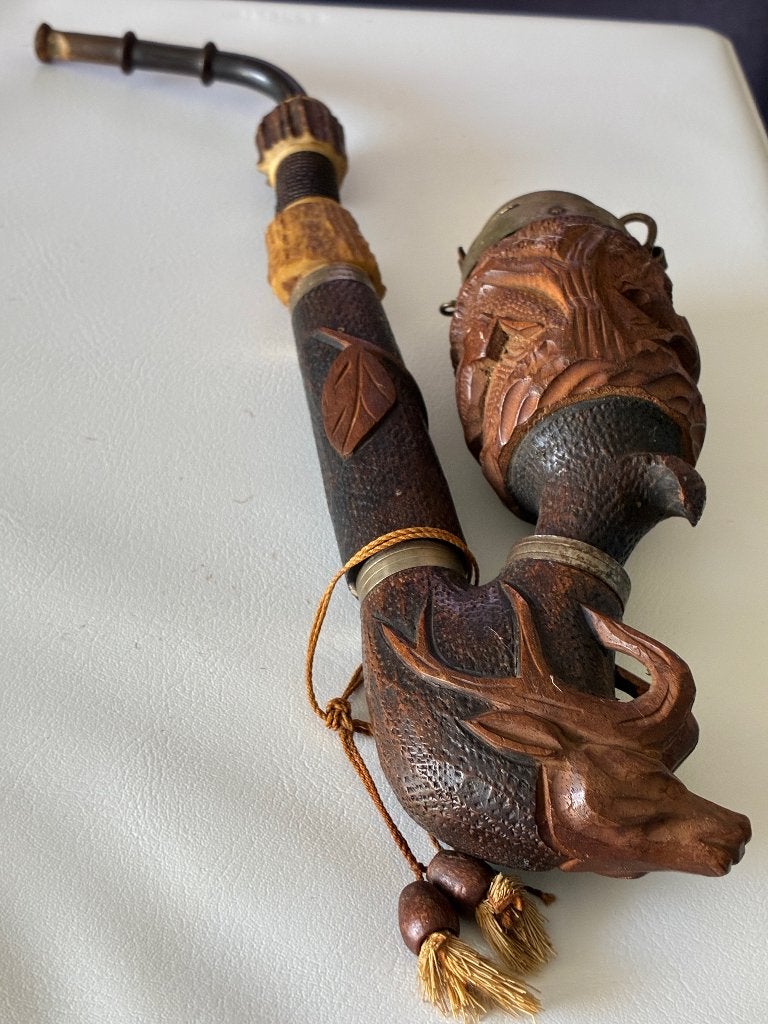 Een originele Indonesische pijp, rijk uitgesneden, Ophalen of Verzenden