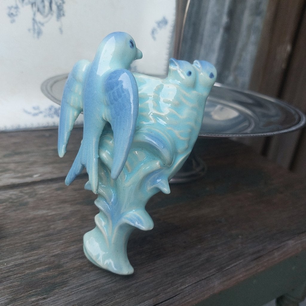 Mooie mid century wandvaasje met zwaluwen in nest, Ophalen of Verzenden