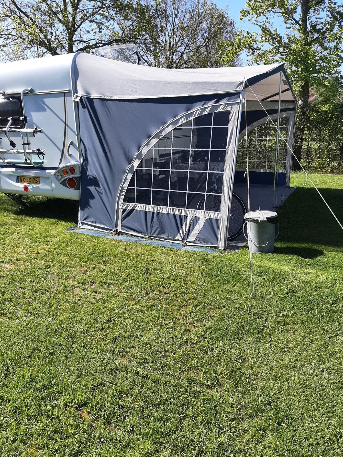 Blauw met grijze  luifel, Caravans en Kamperen, Voortenten en Luifels, Ophalen