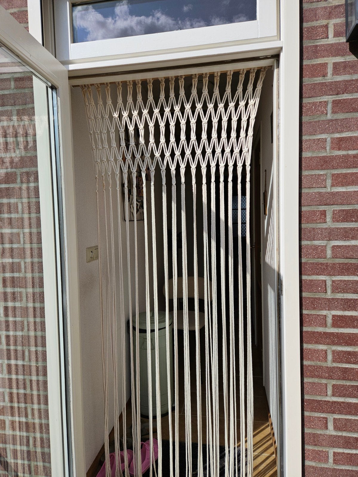 Deurgordijn macrame beige, Ophalen, Gebruikt