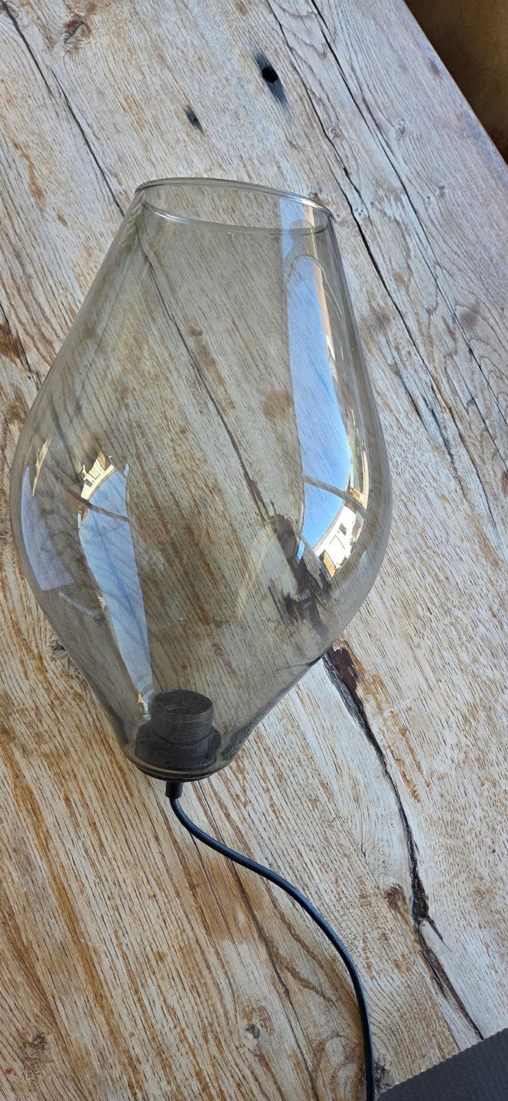 Hanglamp met  3 ovale rookglas lampen, Huis en Inrichting, Gebruikt, Zwart, Ophalen of Verzenden, Rechthoekig