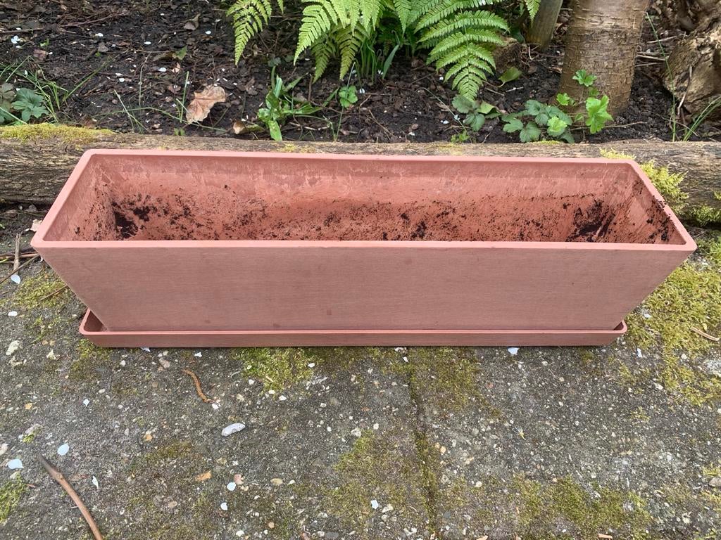 Ecopots bloembak met schotel terracota, Kunststof, Gebruikt, Minder dan 30 cm, Balkon