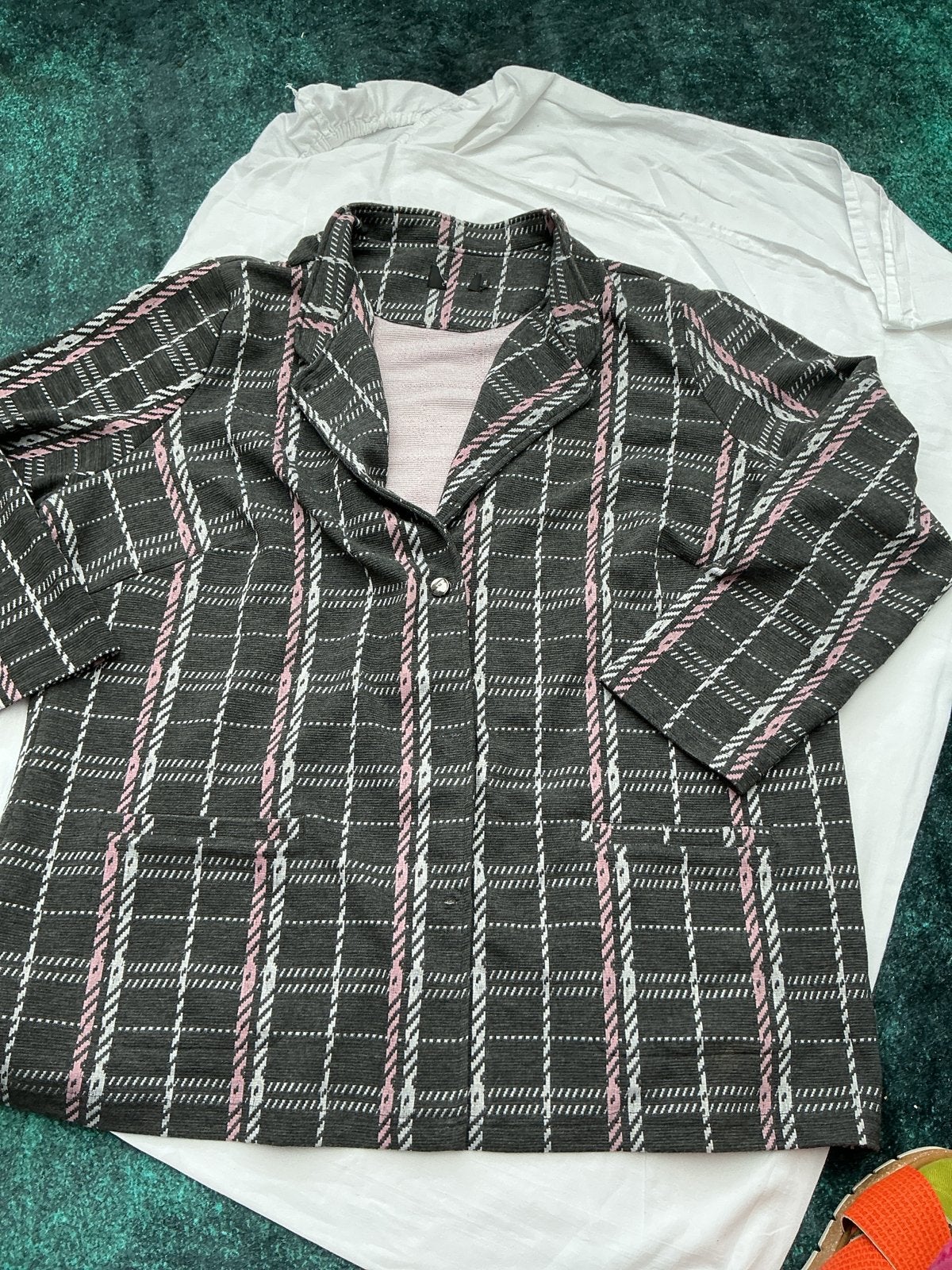 Geruite blazer in grijs en roze, Maat 46/48 (XL) of groter, Ophalen of Verzenden, Jasje, Grijs