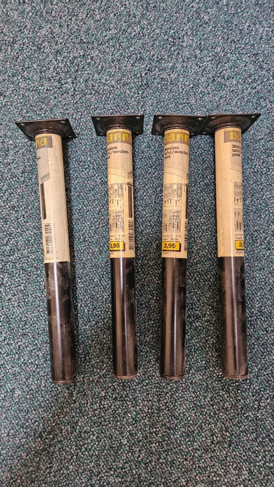 Set van 4 metalen meubelpoten, 30 cm, zwart, Ophalen, Gebruikt