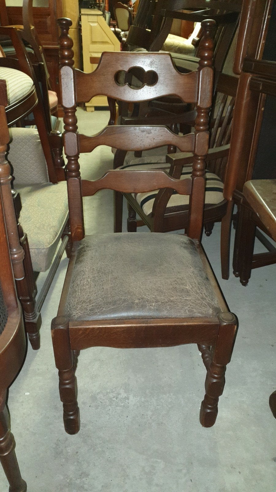 4 Eiken Eetkamerstoelen met Lederen Zitting, Ophalen