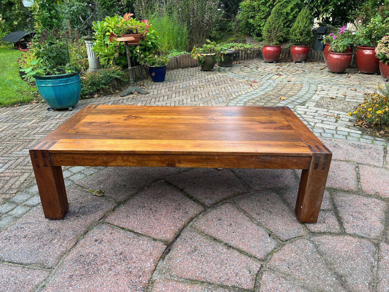 Massief houten salontafel - 140x75x40 cm, Ophalen, Gebruikt, 100 tot 150 cm, 50 tot 100 cm