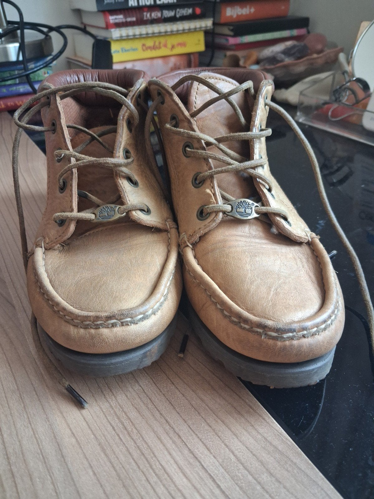 Vintage Timberland Authentic Mid Lace-Up Boots Jaren '90, Bruin, Ophalen of Verzenden, Sneakers of Gympen, Timberland