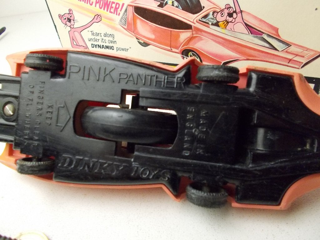 1972 Dinky Toys 354 PINK PANTHER + ORIGINELE DOOS +TREKKOORD, Ophalen of Verzenden, Zo goed als nieuw, Auto, Dinky Toys