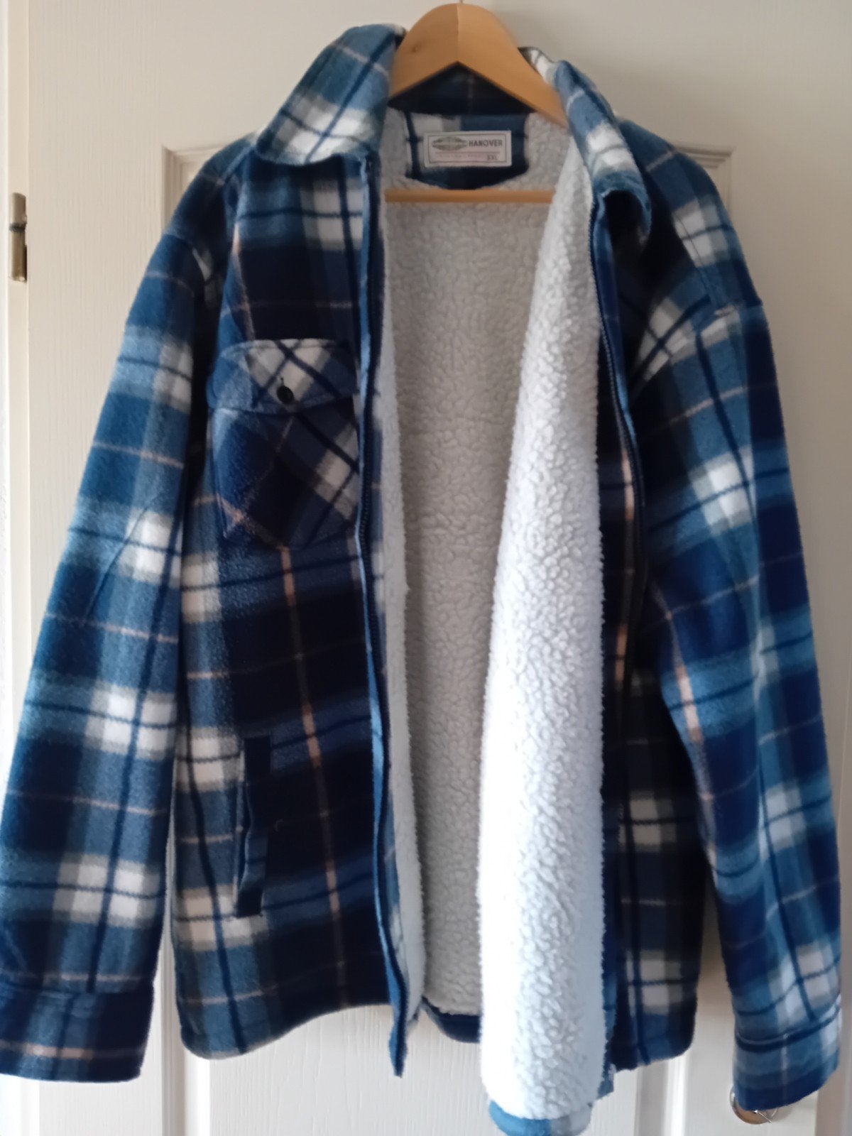 Hanover geruit fleece overhemdjack XXL, Blauw, Maat 56/58 (XL), Ophalen of Verzenden, Zo goed als nieuw