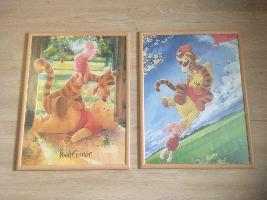 2 ingelijste posters van Winnie de Poeh, Ophalen, Winnie de Poeh of vrienden, Zo goed als nieuw, Plaatje of Poster