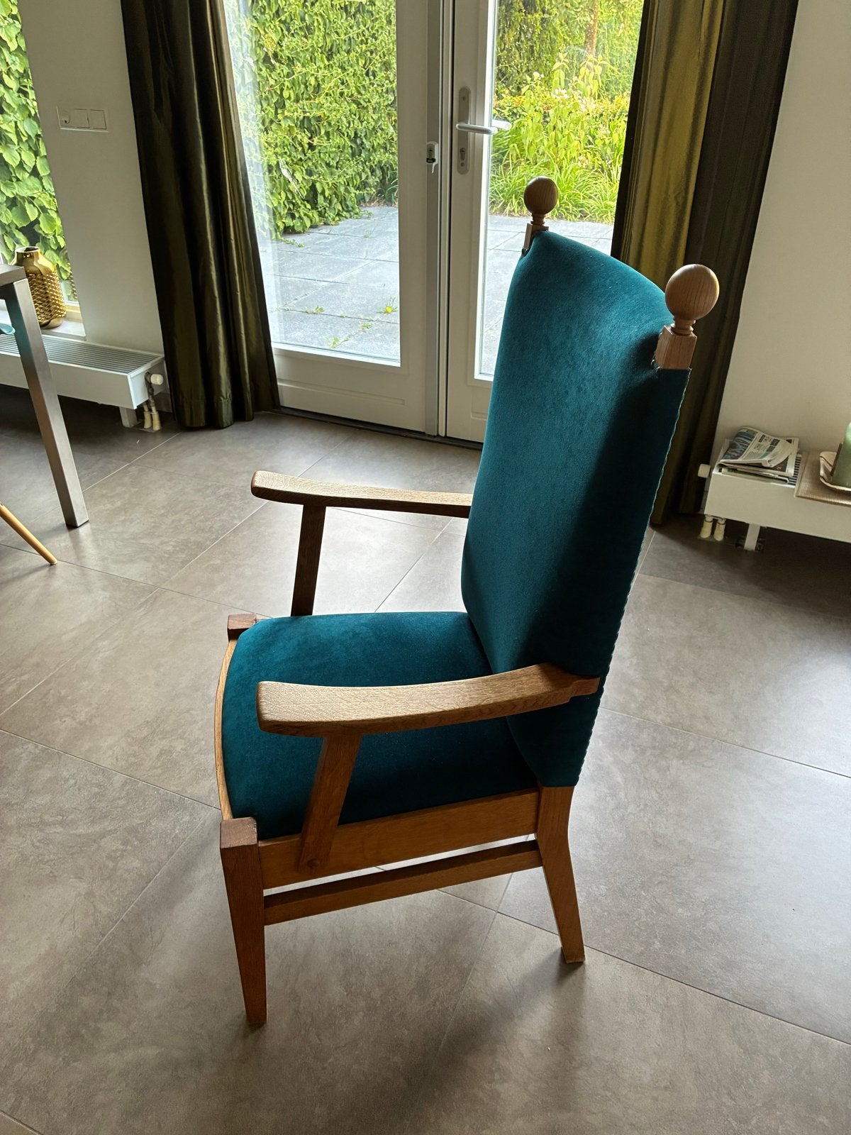 Gerestaureerde Klassieke Bureaustoel, Huis en Inrichting, Ophalen, 75 tot 100 cm, Stof, 50 tot 75 cm