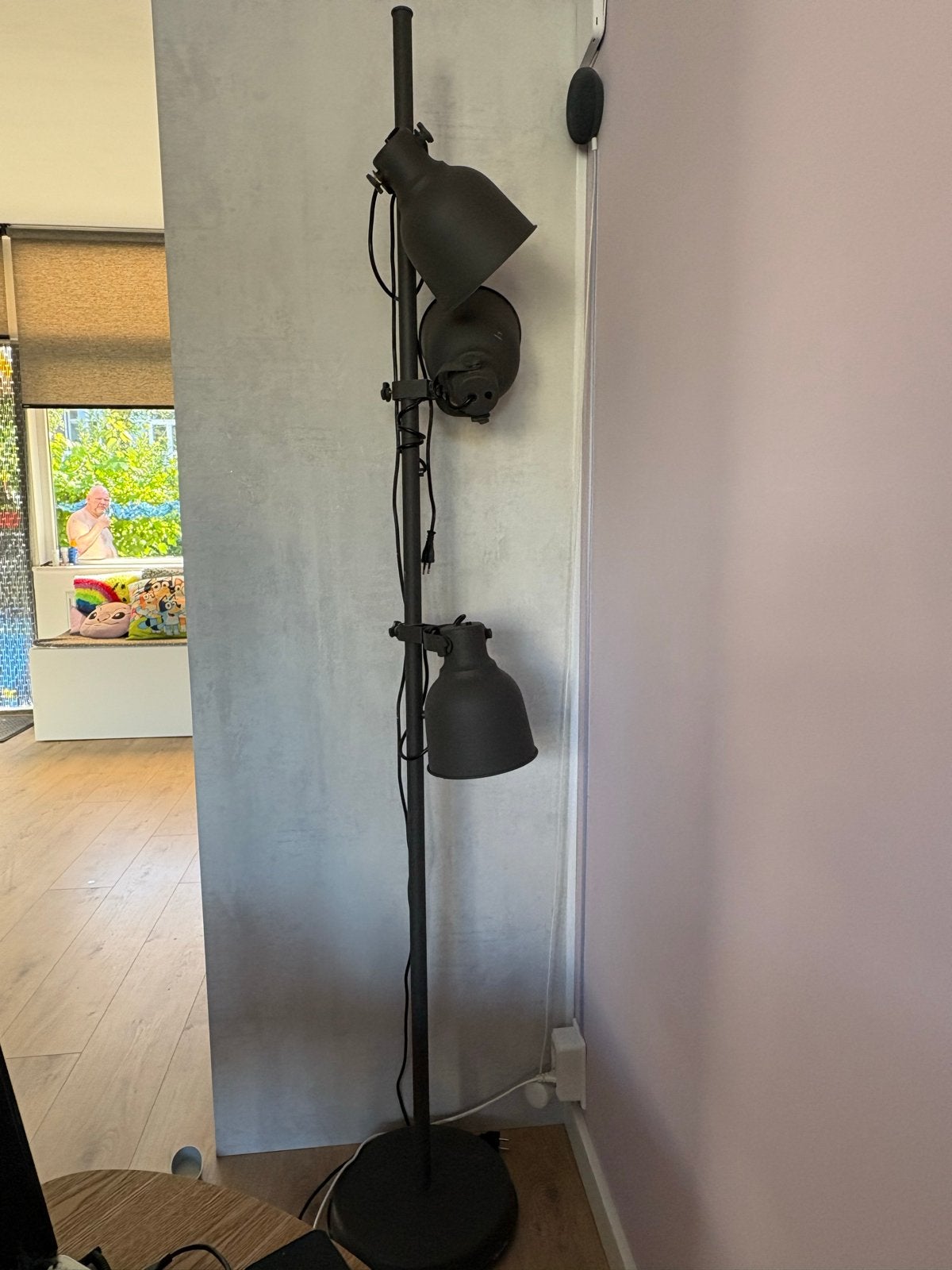 staande lamp ikea hektar met 3 verstelbare spots, Ophalen, Gebruikt, E27 (groot), Metaal