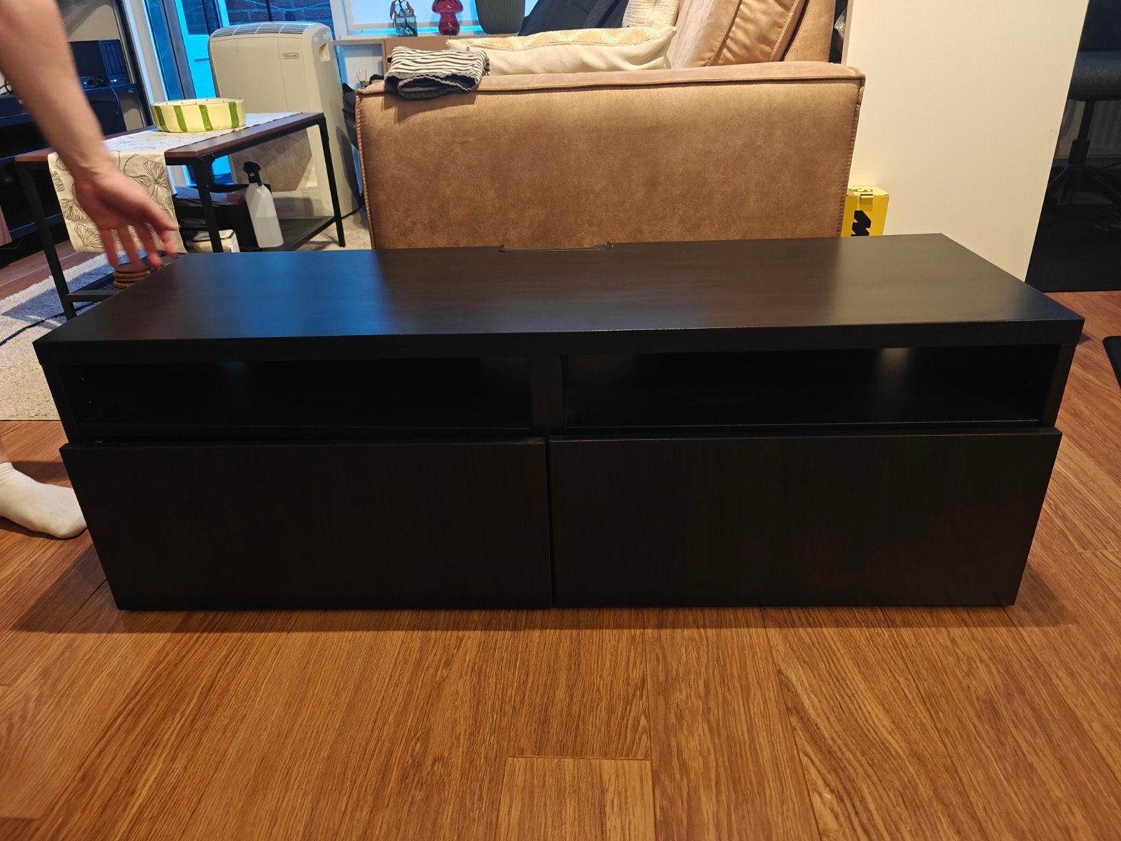 IKEA TV meubel, Zwart 120x41x53cm, Ophalen, Gebruikt, 100 tot 150 cm, Minder dan 100 cm