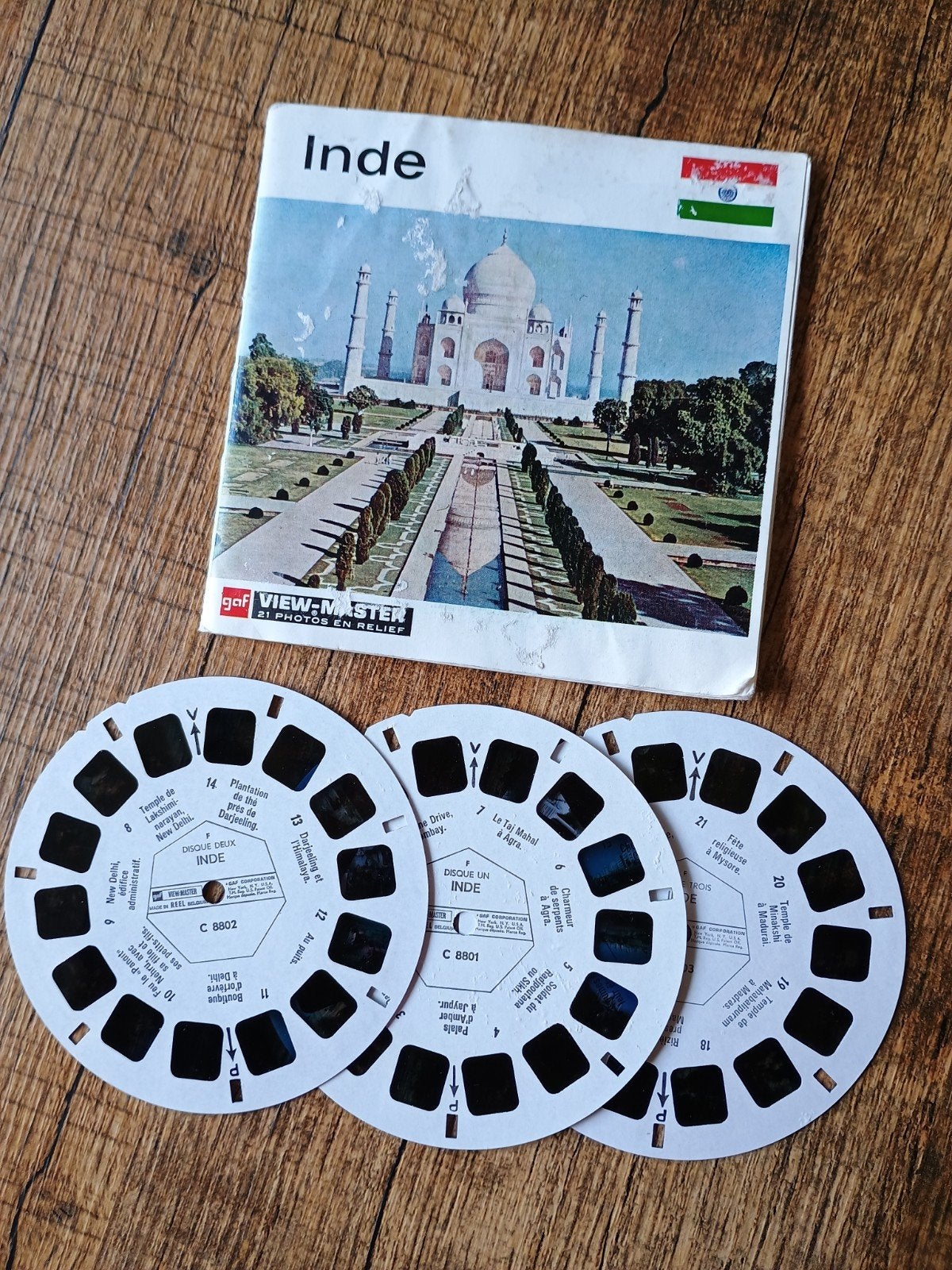 Oude Viewmaster schijfjes Indië - Franstalig, Ophalen of Verzenden, Gebruikt