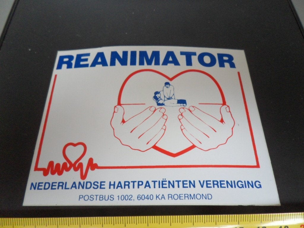sticker Roermond Nederlandse Hartpatiënten Ver. REANIMATOR, Verzamelen, Ophalen of Verzenden, Zo goed als nieuw