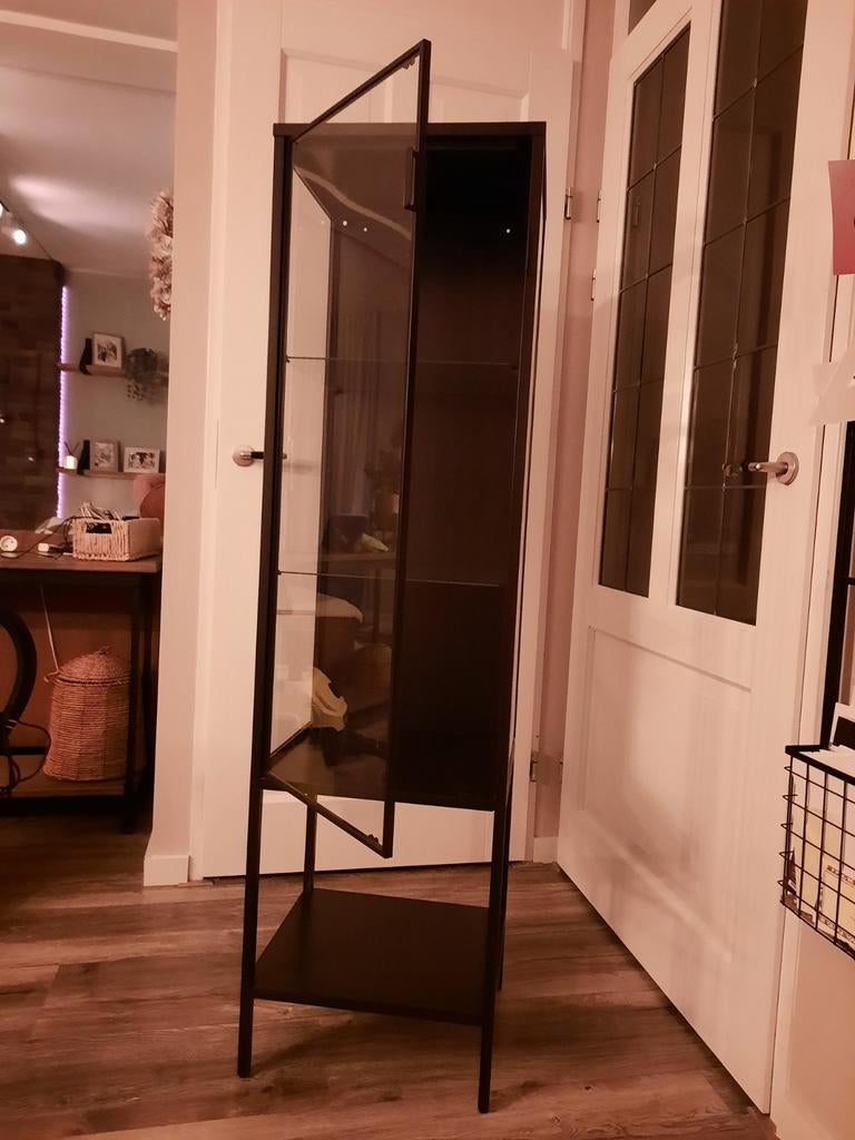 Vitrinekast metaal/glas, Ophalen, Minder dan 50 cm, Zo goed als nieuw, Glas