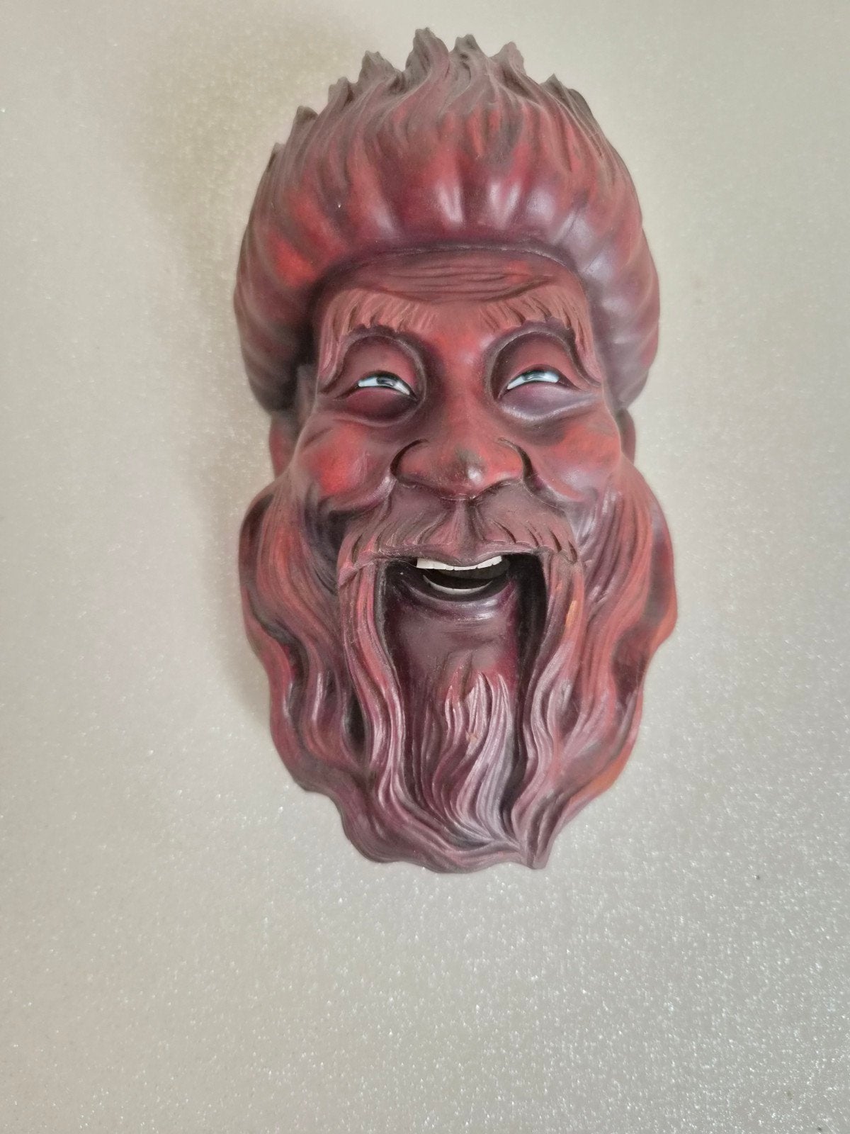 Houten masker met baard en snor, Ophalen of Verzenden, Hout, Wanddecoratie, 20 - 50 cm