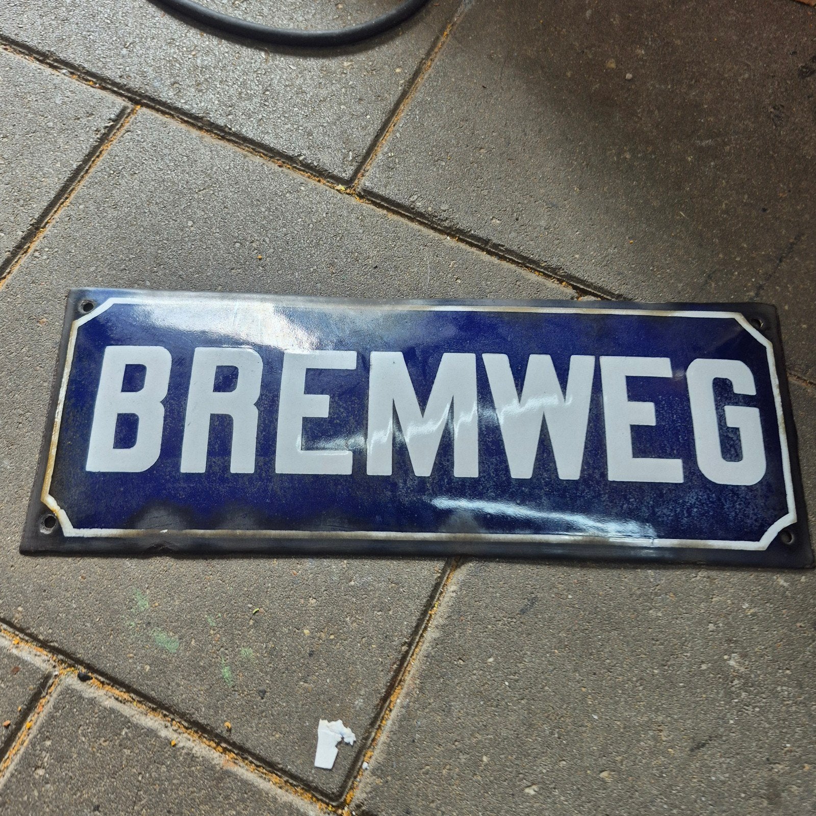 Emaille straatnaambord "BREMWEG" - Vintage, Ophalen of Verzenden