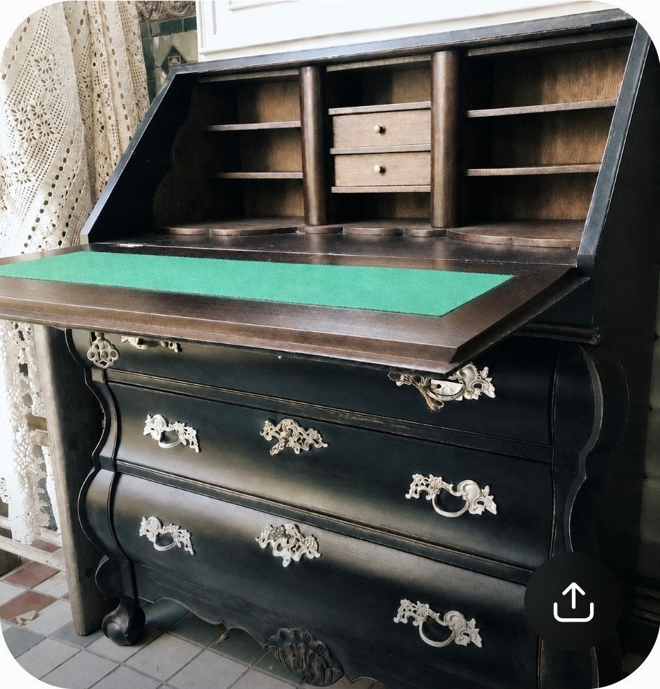 Antiek Secretaire Bureau Zwart, Huis en Inrichting, Kasten | Secretaires, Ophalen