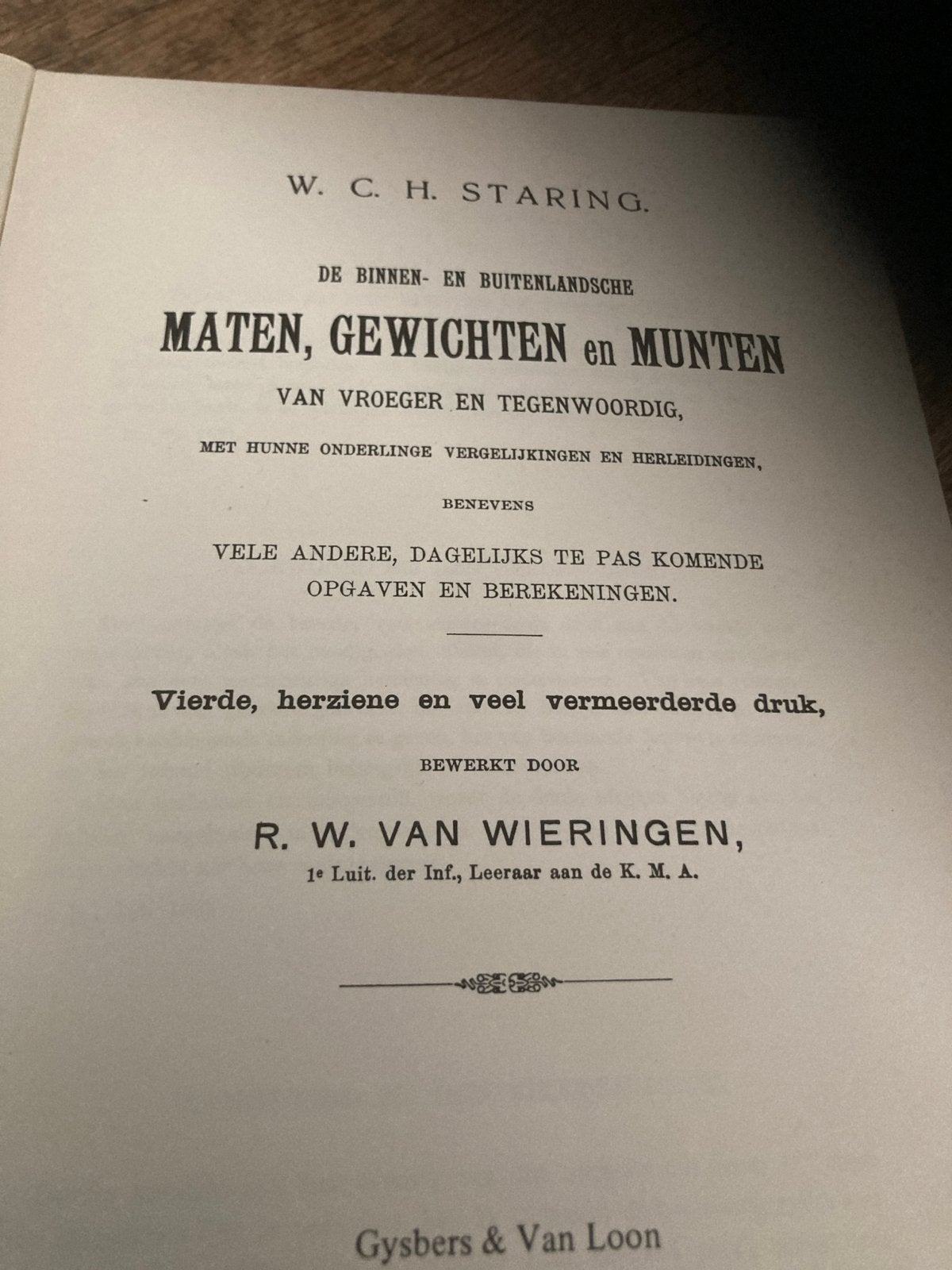Oud boek: Maten, Gewichten en Munten - W.C.H. Staring, Boeken, Ophalen of Verzenden, 19e eeuw, Gelezen