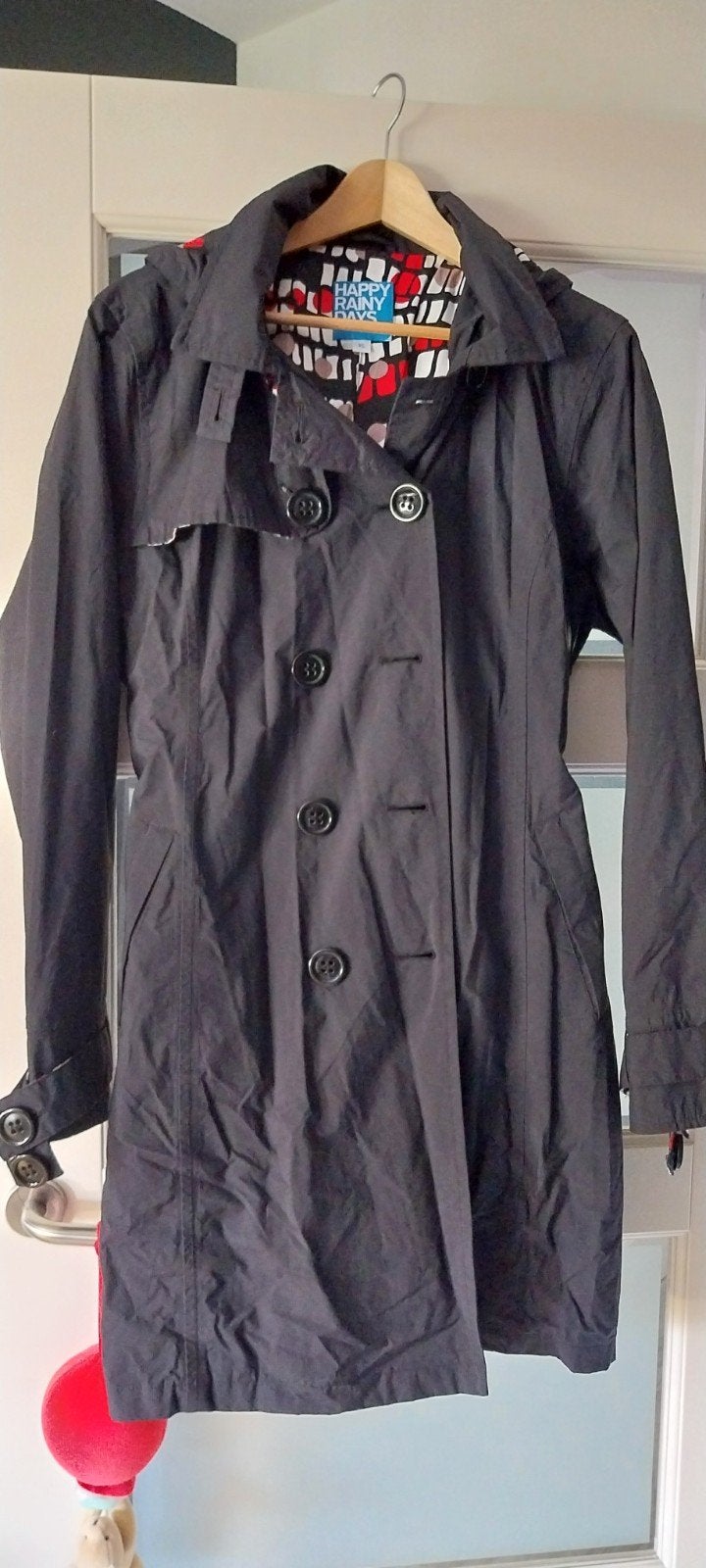 happy rainy days regenjas trenchcoat zwart xl, Ophalen of Verzenden, Zo goed als nieuw, Regenjas, Dames
