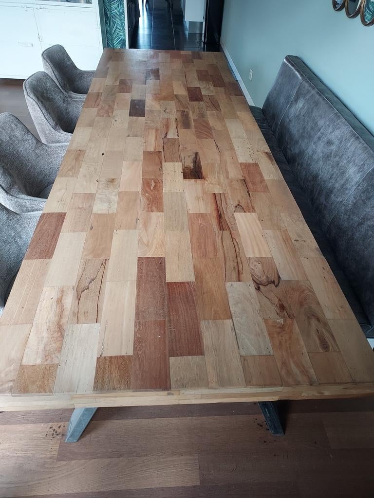 Lange eettafel Eleonora Mees hout / 300 x 100 cm, Ophalen, Gebruikt, 200 cm of meer, 50 tot 100 cm