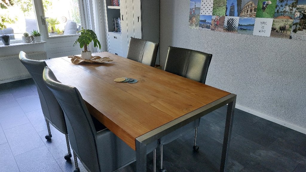 Te koop: eetkamertafel en bijbehorende salontafel, Huis en Inrichting, Tafels | Eettafels, Gebruikt, 50 tot 100 cm, 150 tot 200 cm