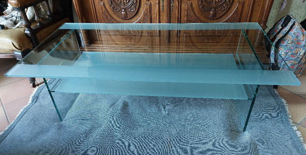 100 % Glazen salontafel   125 x 65 x 40 cm, Ophalen, Gebruikt, 100 tot 150 cm, 50 tot 100 cm