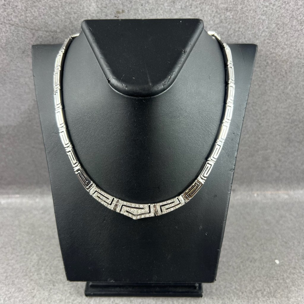 Zilveren Ketting Collier Versace logo | 34,90g |45cm| 413890, Ophalen of Verzenden, Gebruikt, Zilver, Zilver