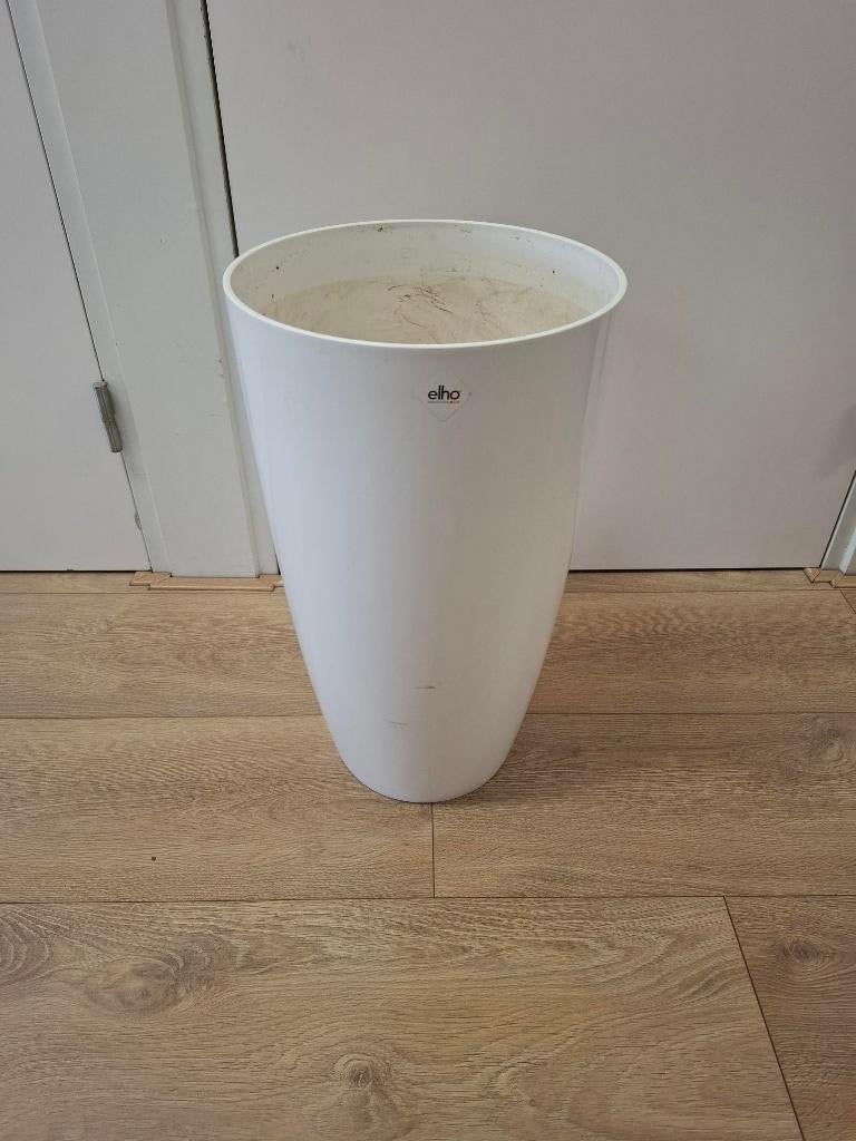 Elho witte hoge planten pot bloempot kunststof 32x57 cm, Tuin en Terras, Kunststof, Rond, Zo goed als nieuw, Balkon