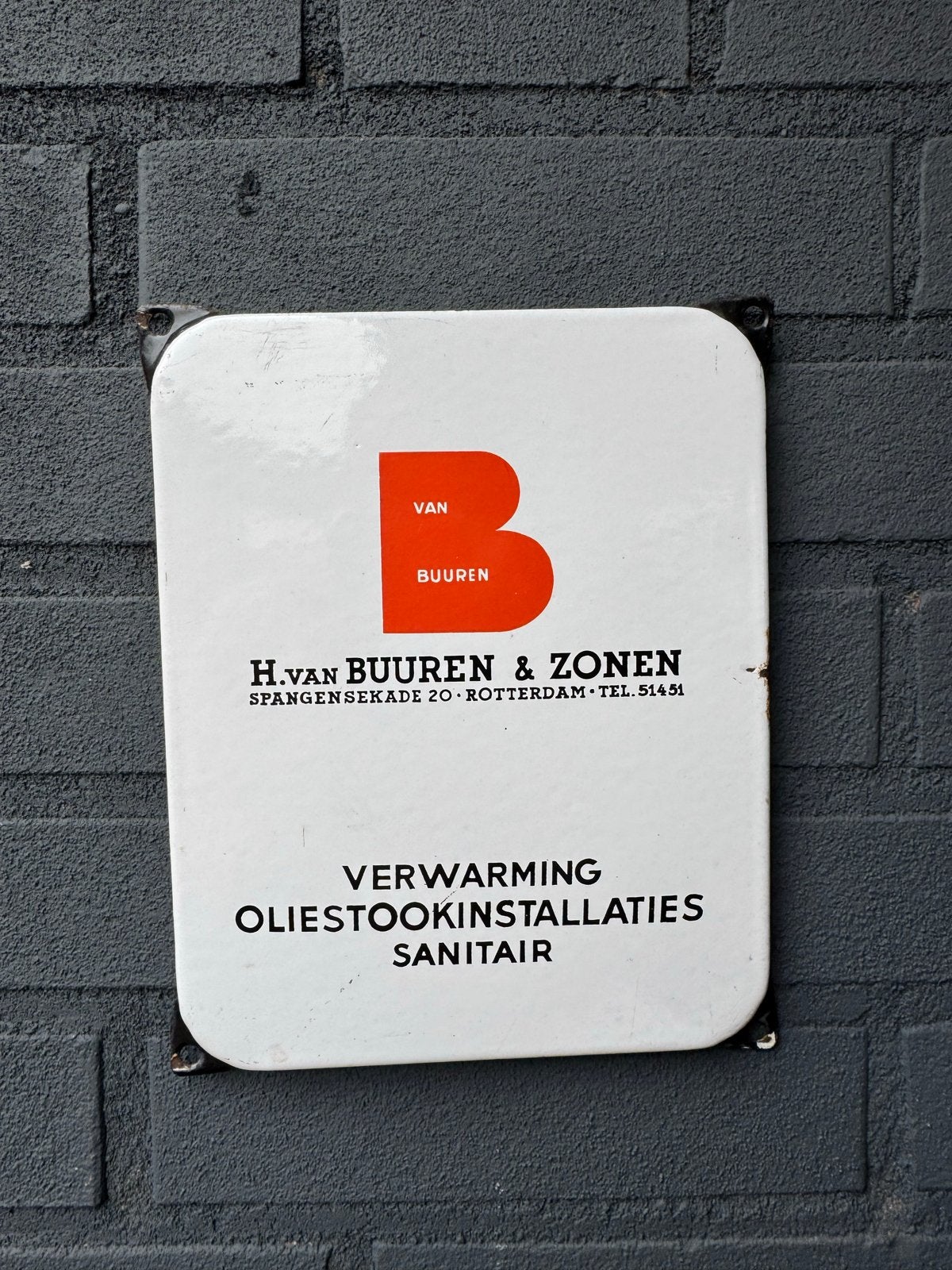 Emaille reclamebord H. van Buuren & Zonen Rotterdam, Ophalen of Verzenden