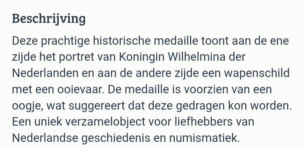 Gedenkpenning Koningin Wilhelmina der Nederlanden, Ophalen of Verzenden, Brons, Nederland