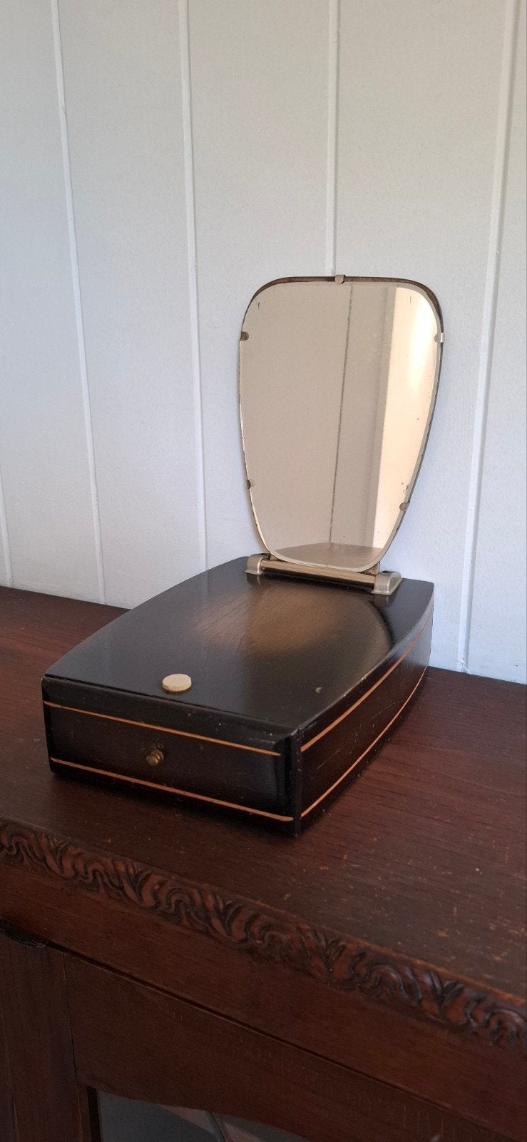 Art Deco scheerkistje met inklapbaar spiegeltje, Ophalen, Rechthoekig, Minder dan 50 cm