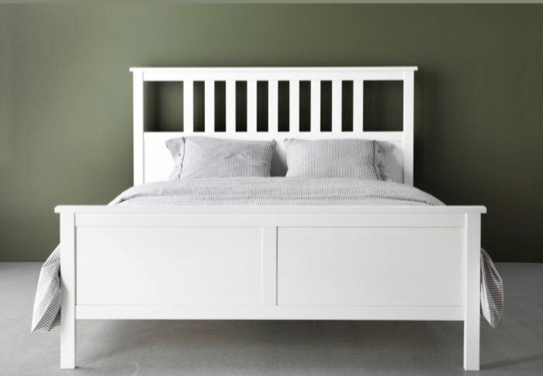 Hemnes tweepersoonsbed wit afm. 1.80 bij 2.00, Ophalen, Gebruikt, Wit, Tweepersoons