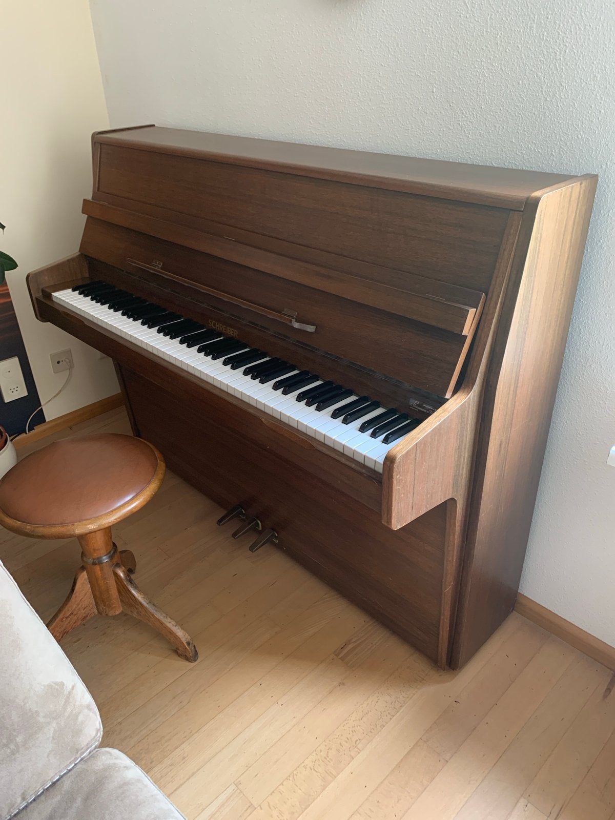 Schreiber Piano - Goed onderhouden, inclusief kruk, Ophalen, Gebruikt, Bruin, Piano