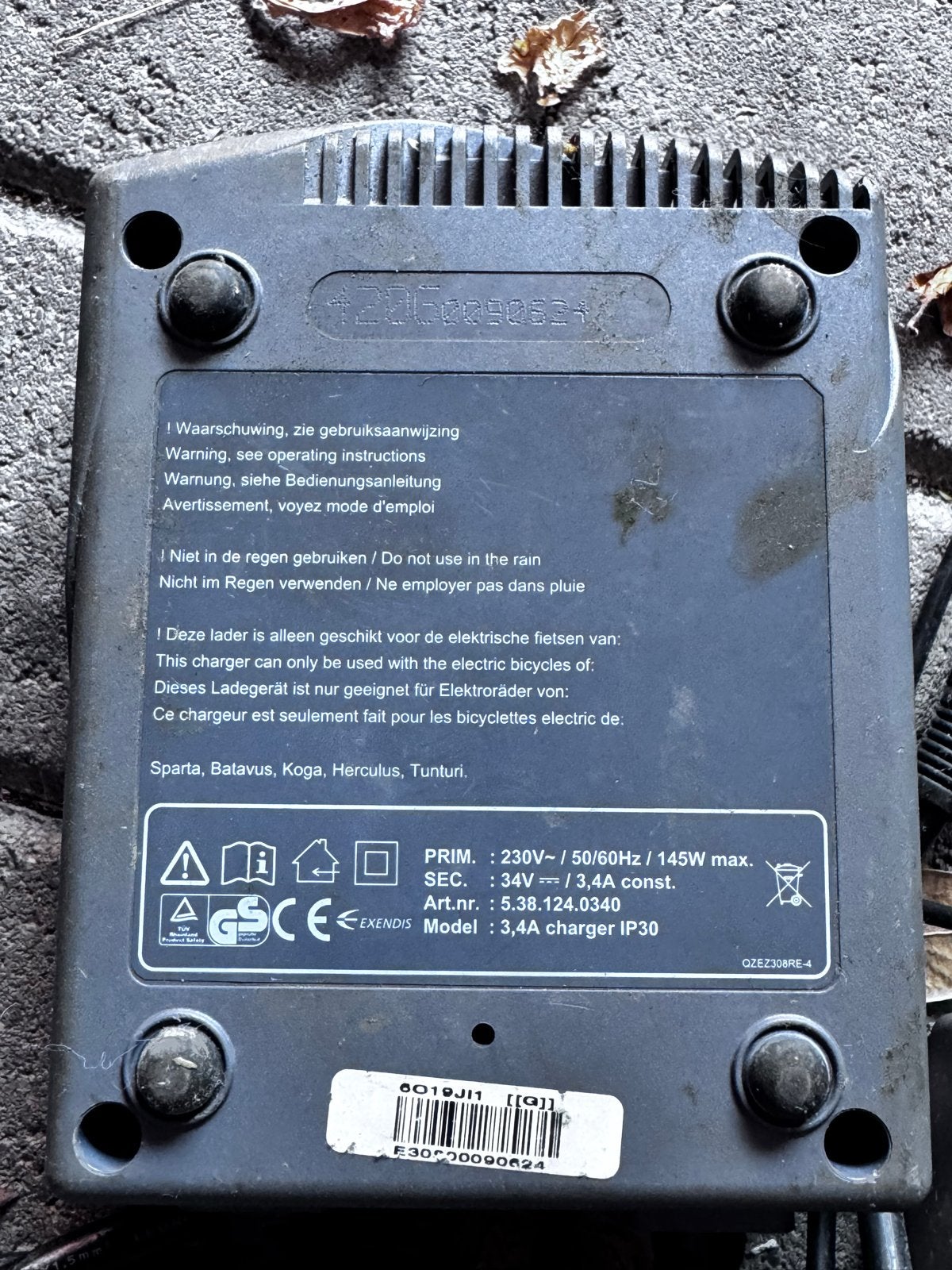 Lader voor elektrische fietsen (Sparta, Batavus, Koga), Ophalen, Gebruikt