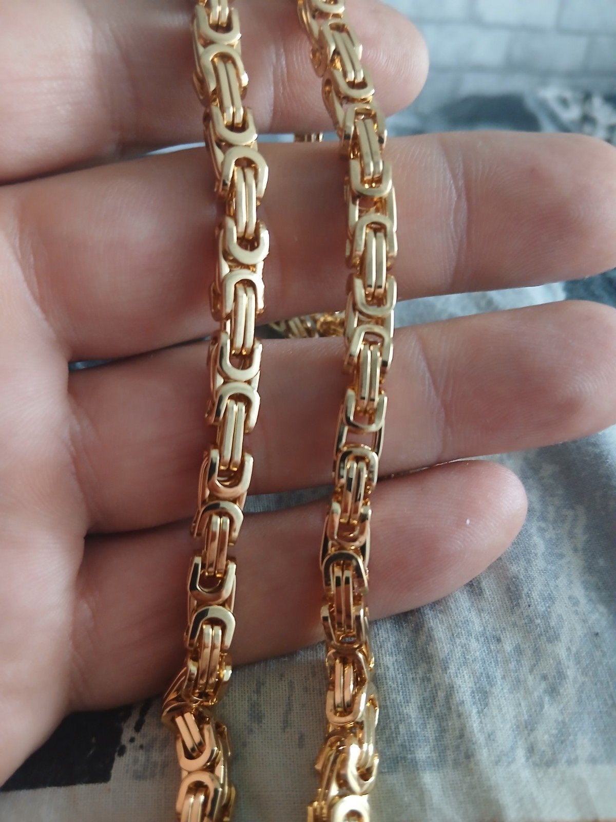 18k Vergulde Platte Koningsketting - 65cm x 8mm, Sieraden, Tassen en Uiterlijk, Kettingen, Ophalen of Verzenden, Nieuw, Goud, Overige materialen