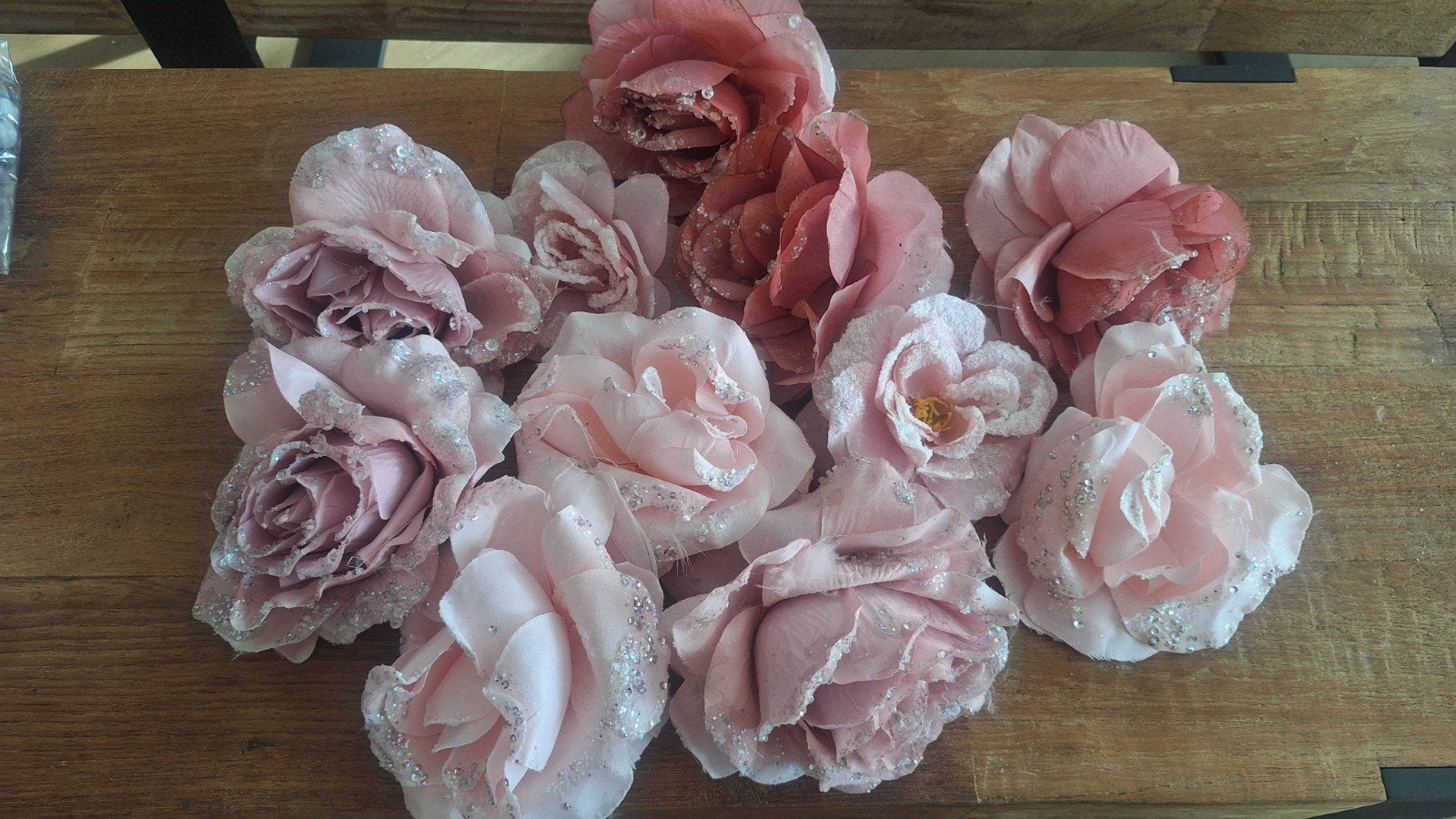 roze bloemen voor in kerstboom, Ophalen of Verzenden, Gebruikt